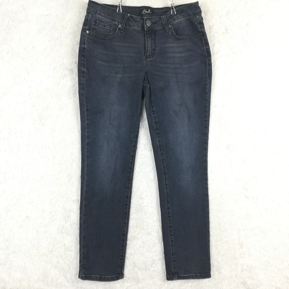 Earl Jean Womens Jeans Skinny Fit Denim Blue Dark Wash Mid‎ Rise Petite 10P
